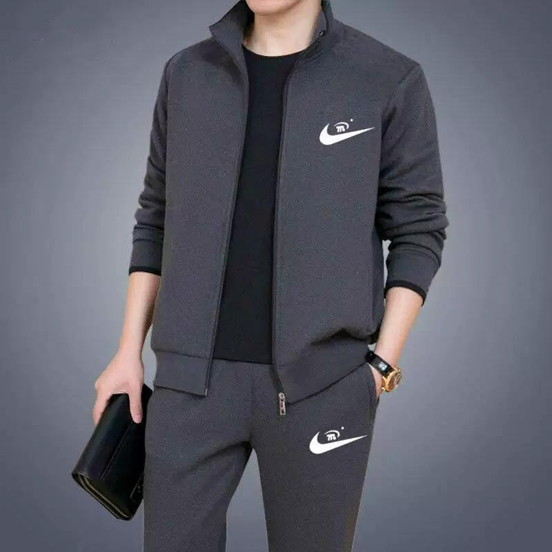 Demi-season sports suit, long-sleeve jacket & trousers, middle-age plus sizes M–5XL
