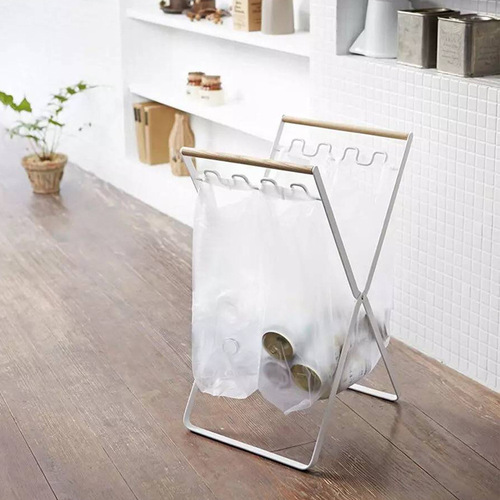 Factory direct sales Nordic iron folding handbag garbage rack kitchen bedroom living room storage rack creative storage rack