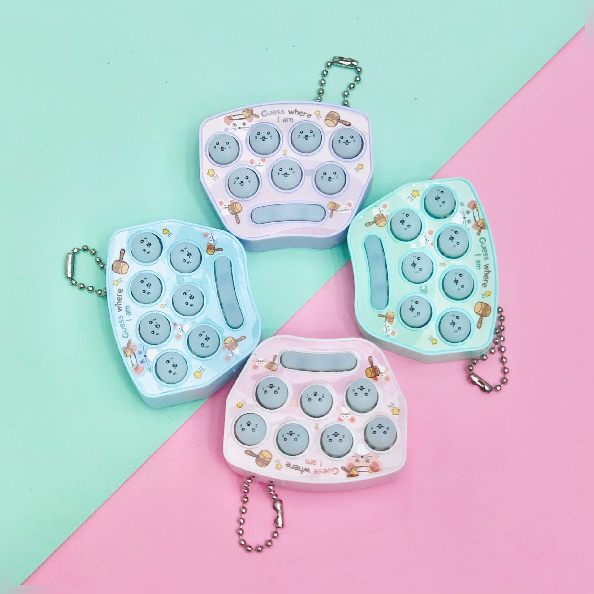 Lindo mini portátil topo juguete máquina de juego llavero lindo dibujos animados creativo función regalo adornos