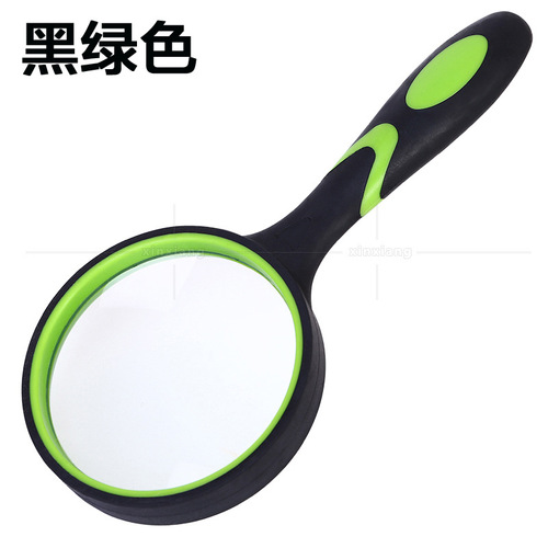 Optical white glass lens rubber handle anti-fall plastic elderly reading handheld reading 10x high-definition magnifying glass