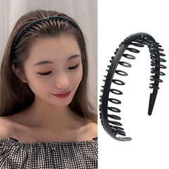 Korean wide-brimmed headband with teeth for hair, non-slip and simple, unisex black hair-tie headband