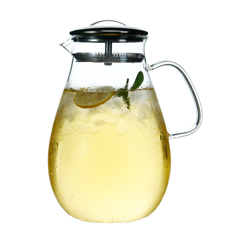 Botella de agua fría de vidrio borosilicato gota de agua tetera de gran capacidad olla de vidrio transparente olla de jugo olla de agua