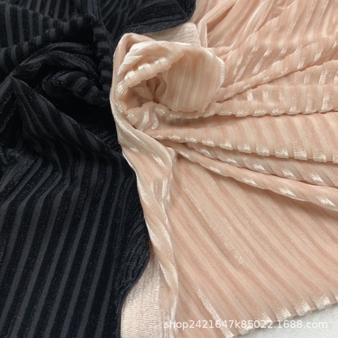 源头厂家     KS经编抽条韩国绒，坑条韩国绒  时尚女装旗袍丝绒