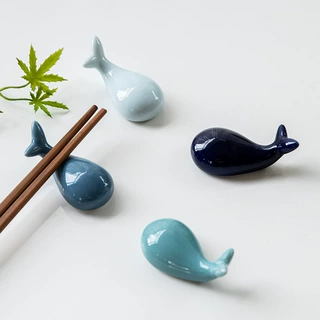 治愈系可爱鲸鱼筷架筷拖创意zakka家居餐桌陶瓷摆件放筷子筷子架