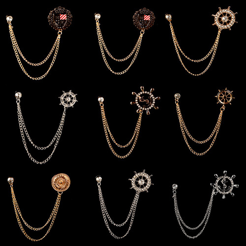 Direct Factory Sale Fashion Trend English Style Chain Brooch Individual Small Clothing Versatile Boutonniere Pin Accessory