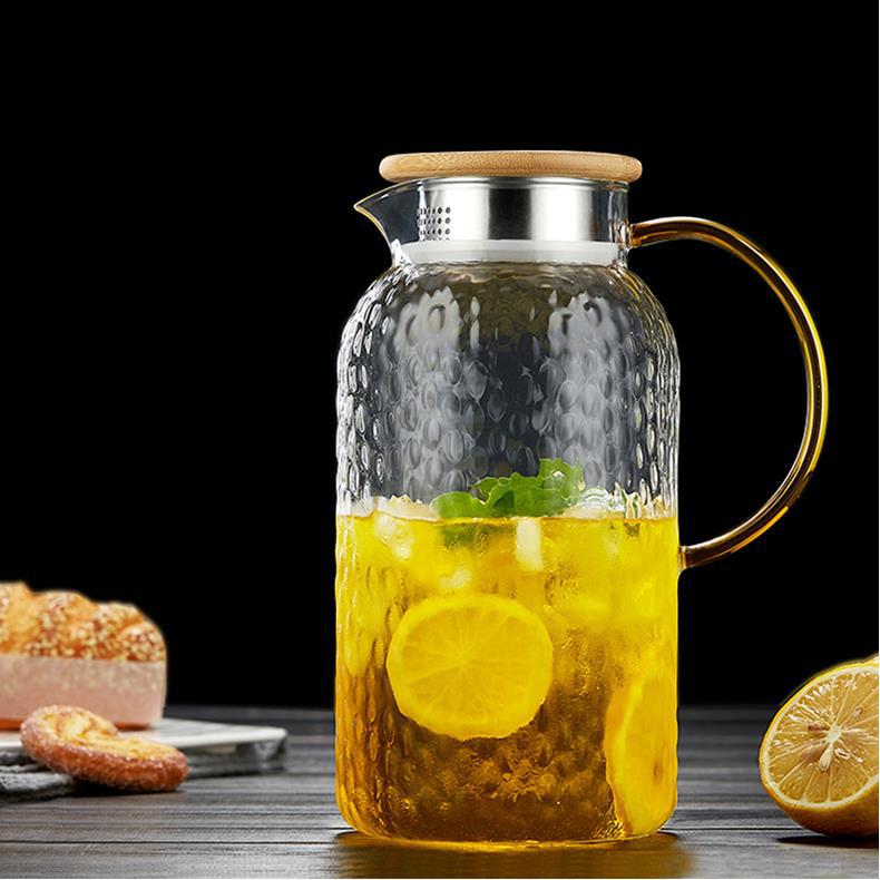 Hammerline hervidor de agua de vidrio de borosilicato transparente hogar gran capacidad olla de jugo de bambú olla cubierta de acero