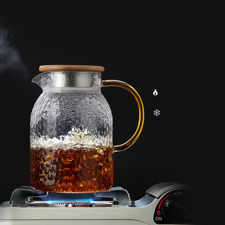 Hammerline hervidor de agua de vidrio de borosilicato transparente hogar gran capacidad olla de jugo de bambú olla cubierta de acero
