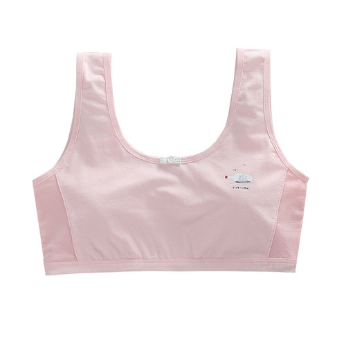 New girl bra mesh double-layer anti-bump cotton vest-style underwear bottoming tube top 16 students with inserts