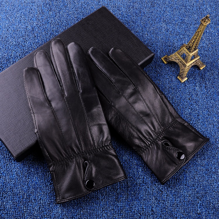 Otoño e Invierno real de piel de oveja de los hombres al aire libre de equitación forrado de lana engrosada patchwork guantes de piel de oveja de las mujeres al por mayor