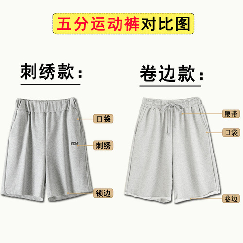 Cotton sweatshirt five-point sports shorts women's summer thin loose casual straight Hong Kong style trendy ins mid-pants high waist