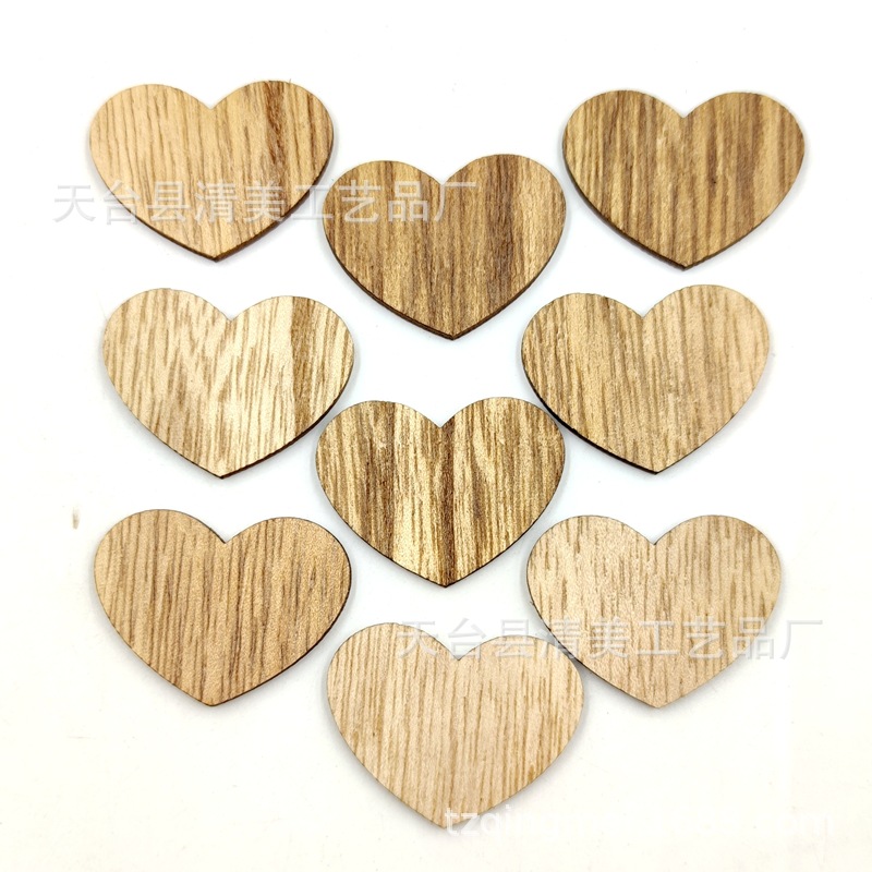 42*30mm retro madera de paulownia corazón de melocotón botón de madera adornos colgantes decorativos accesorios de corazón de melocotón 100 piezas por paquete