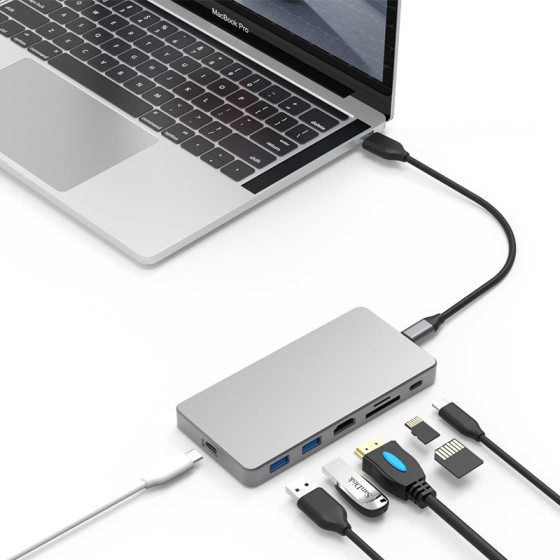 M.2 nvme mobile hard disk box typec expansion dock 7-in -1 HDMI HD 4K solid state SSD docking station