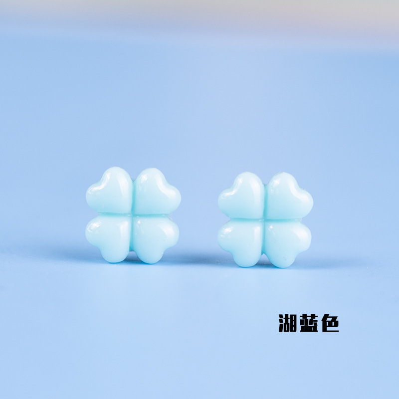 Accesorios de resina 8mm afortunado trébol de cuatro hojas DIY Stud pendientes material crema goma teléfono móvil Shell horquilla cuerda de pelo image 14