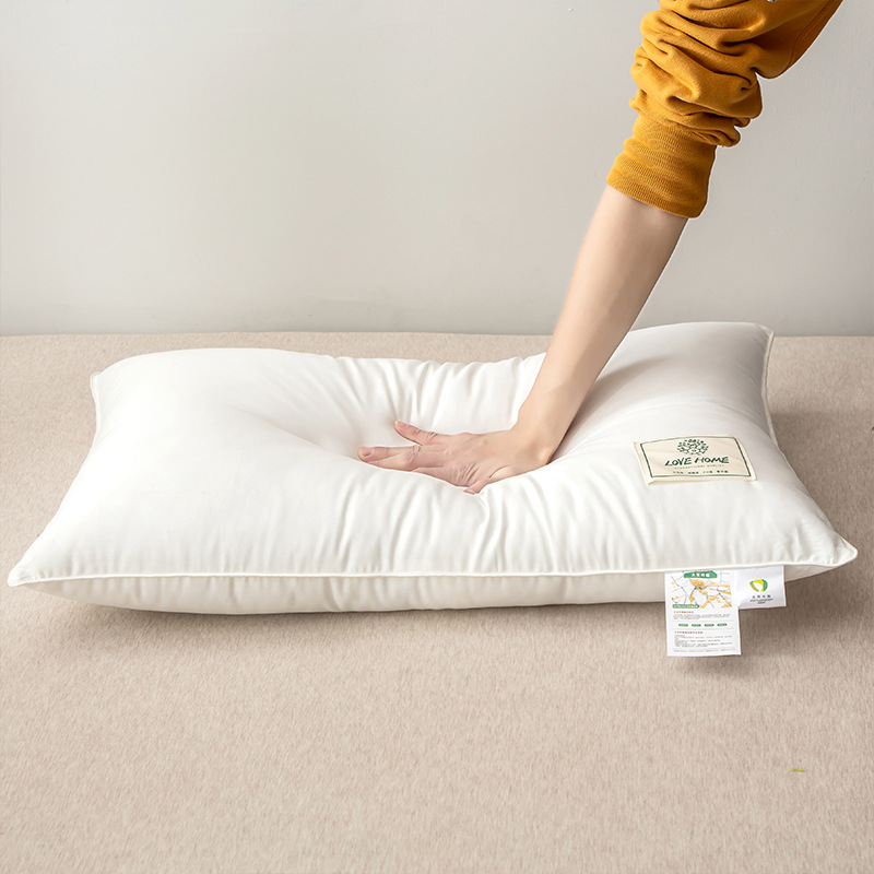 Category a Maternal and Infant Grade Cotton Soy Antibacterial Fiber Pillow Core Pure Cotton Machine Washable Low Pillow Hotel Pillow Pair of 2