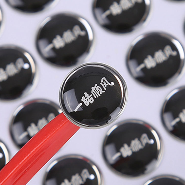 pvc crystal drop plastic adhesive sticker UV transparent drop crystal trademark can be printed logo