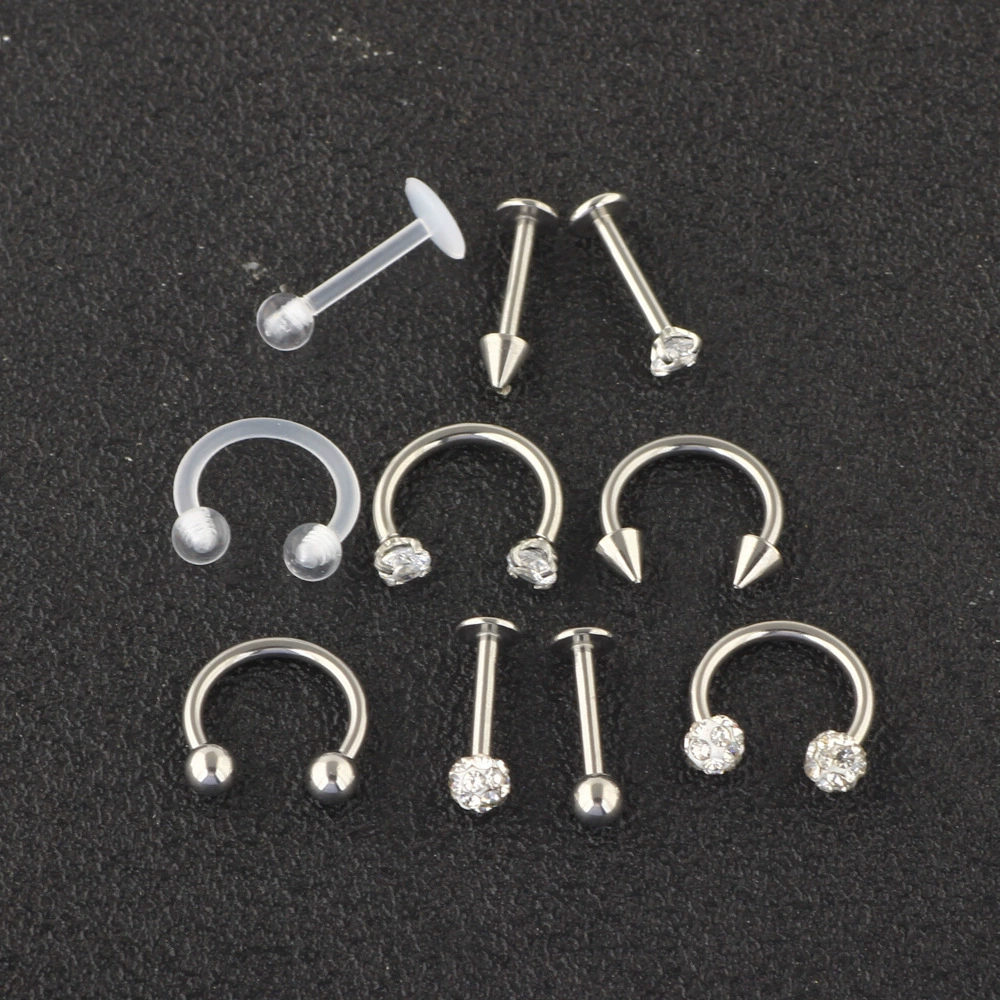 Набор, физиологические украшения, нос piercing, серьги, 10 штук