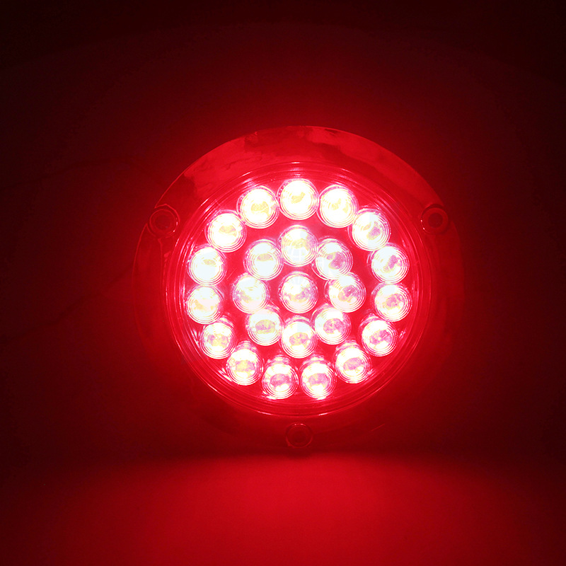 Luz Trasera de Freno para Camión, Remolque y Automóvil, 12V 24V 24LED, Electrochapada, Impermeable y Antivaho