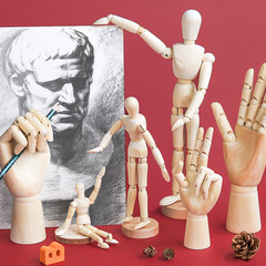 Ouboshang paints with wooden puppet joints human model sketch painting with small wooden hands 12 inches flexible and movable