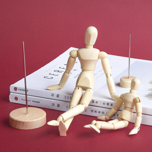 Ouboshang paints with wooden puppet joints human model sketch painting with small wooden hands 12 inches flexible and movable