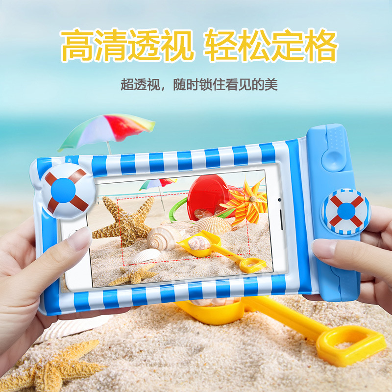 PVC de dibujos animados teléfono móvil bolsa impermeable bolsa de aire flotante bolsa impermeable teléfono móvil bolsa pantalla táctil natación Cámara subacuática bolsa de teléfono móvil