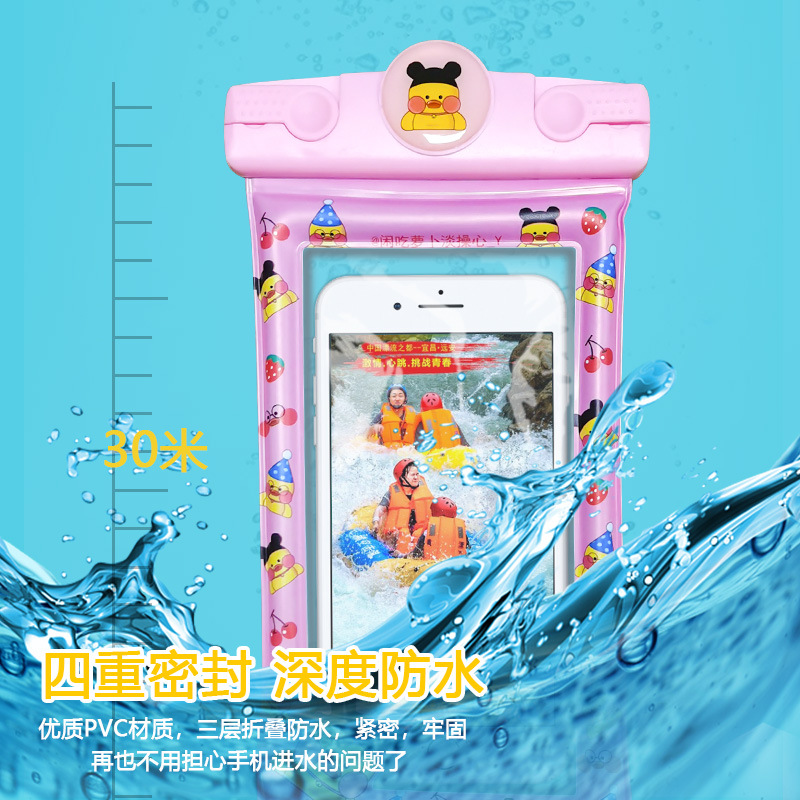 PVC de dibujos animados teléfono móvil bolsa impermeable bolsa de aire flotante bolsa impermeable teléfono móvil bolsa pantalla táctil natación Cámara subacuática bolsa de teléfono móvil