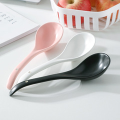 Wholesale matte bone china ceramic soup spoons, large household cooking spoons, pure white hotel tableware soup spoons