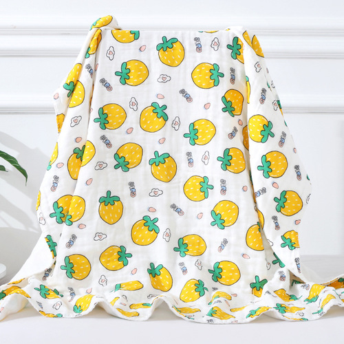 Manufacturer wholesale 110*110cm pure cotton baby bath towel six-layer gauze children's quilt bubble cotton infant children's blanket