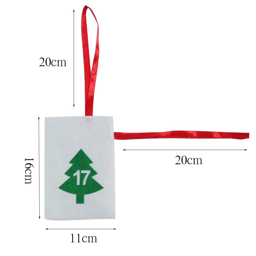 11*16 bolsa de regalo de Navidad con cordón fieltro tela Navidad Adviento calendario cuenta atrás bolsa de regalo en stock al por mayor