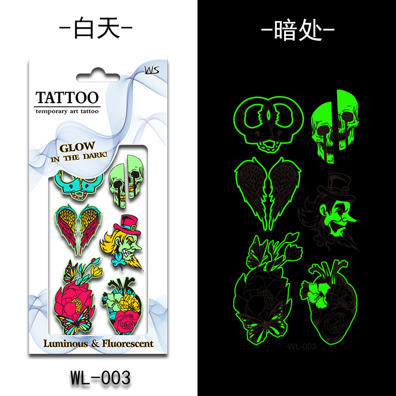 Tatuajes Temporales Luminosos Fluorescentes de Papel de Transferencia de Agua para Halloween image 9