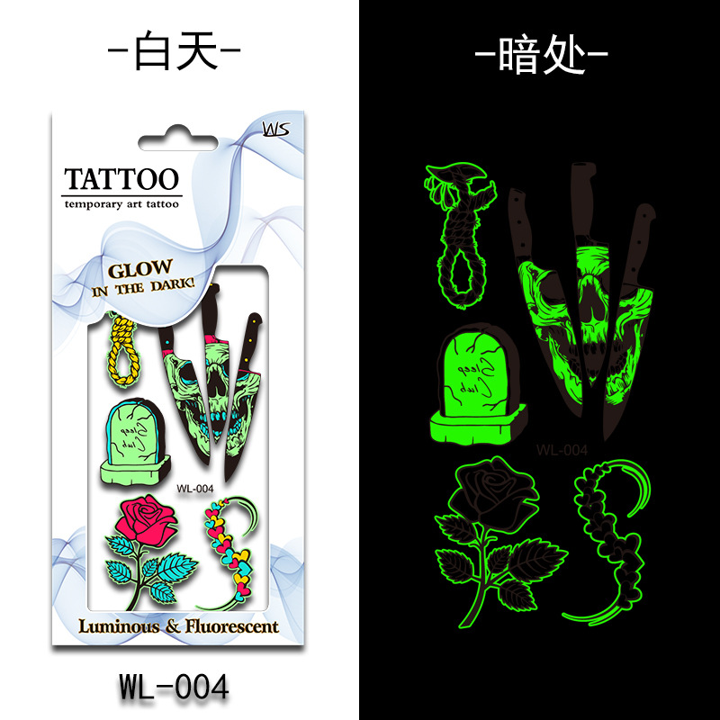 Tatuajes Temporales Luminosos Fluorescentes de Papel de Transferencia de Agua para Halloween image 10