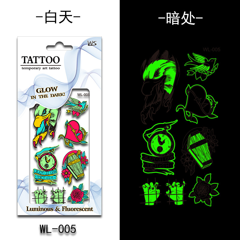Tatuajes Temporales Luminosos Fluorescentes de Papel de Transferencia de Agua para Halloween image 11