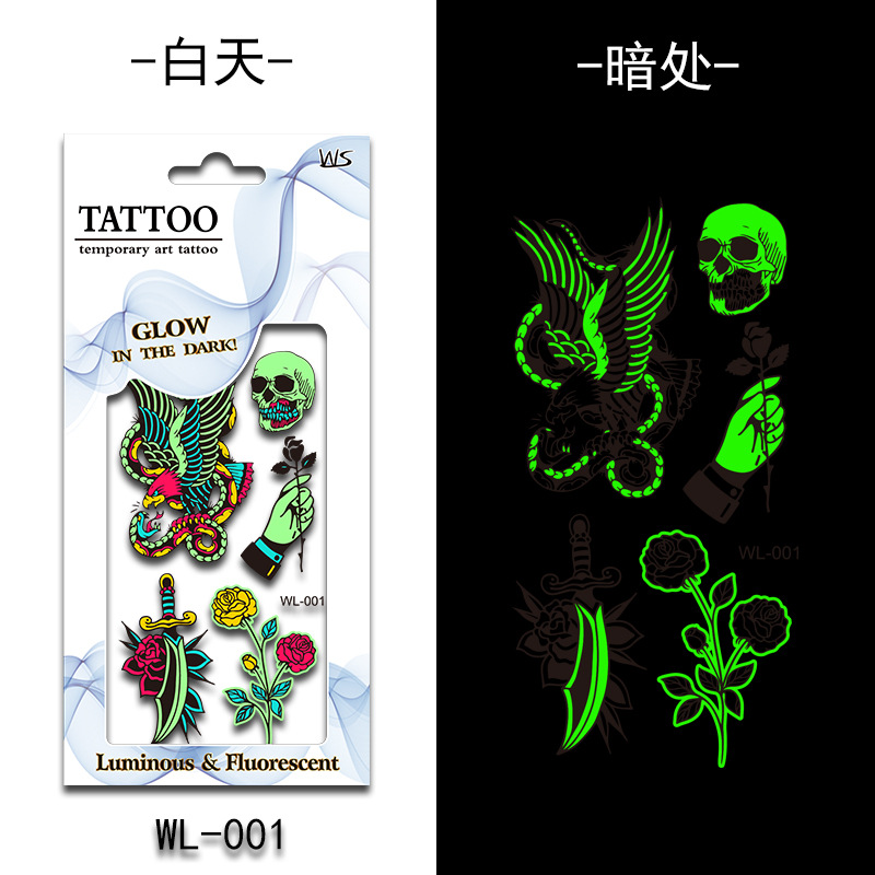 Tatuajes Temporales Luminosos Fluorescentes de Papel de Transferencia de Agua para Halloween image 7