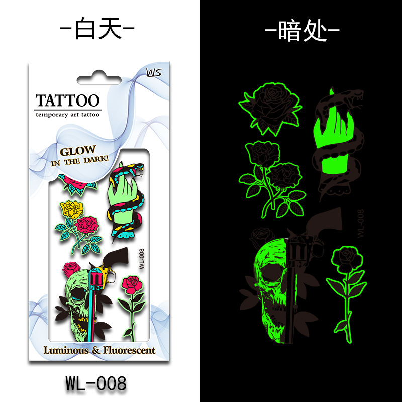 Tatuajes Temporales Luminosos Fluorescentes de Papel de Transferencia de Agua para Halloween image 14