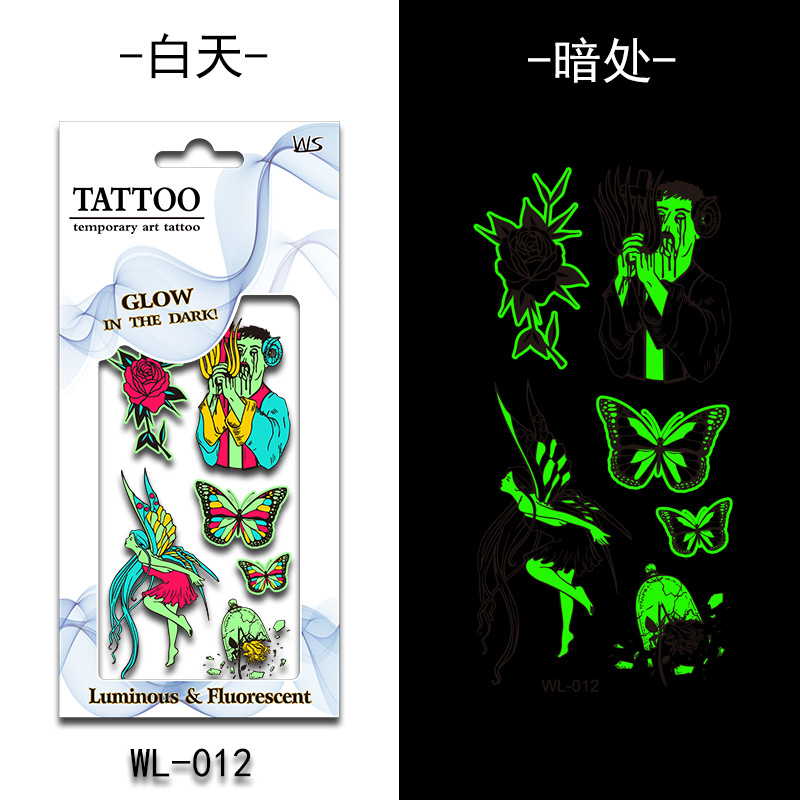 Tatuajes Temporales Luminosos Fluorescentes de Papel de Transferencia de Agua para Halloween image 18