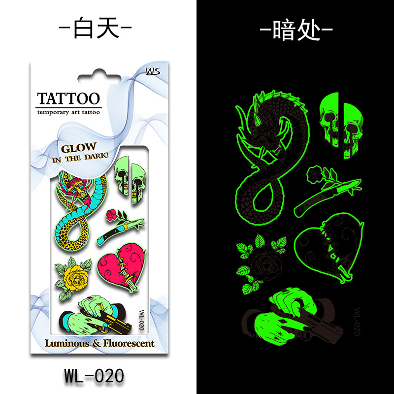 Tatuajes Temporales Luminosos Fluorescentes de Papel de Transferencia de Agua para Halloween image 26