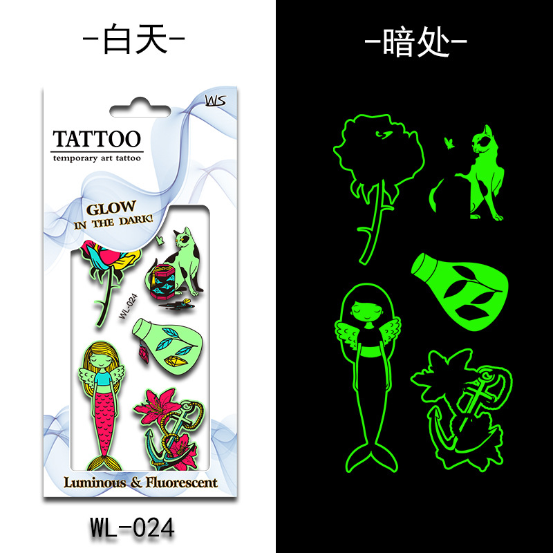 Tatuajes Temporales Luminosos Fluorescentes de Papel de Transferencia de Agua para Halloween image 30