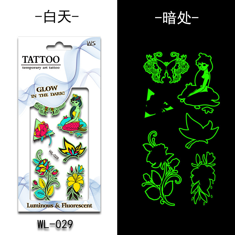 Tatuajes Temporales Luminosos Fluorescentes de Papel de Transferencia de Agua para Halloween image 35