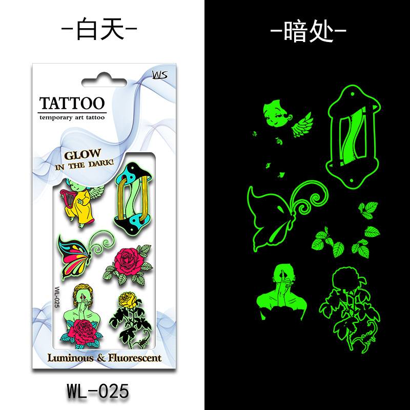 Tatuajes Temporales Luminosos Fluorescentes de Papel de Transferencia de Agua para Halloween image 31