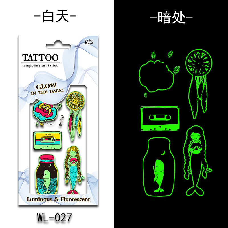 Tatuajes Temporales Luminosos Fluorescentes de Papel de Transferencia de Agua para Halloween image 33