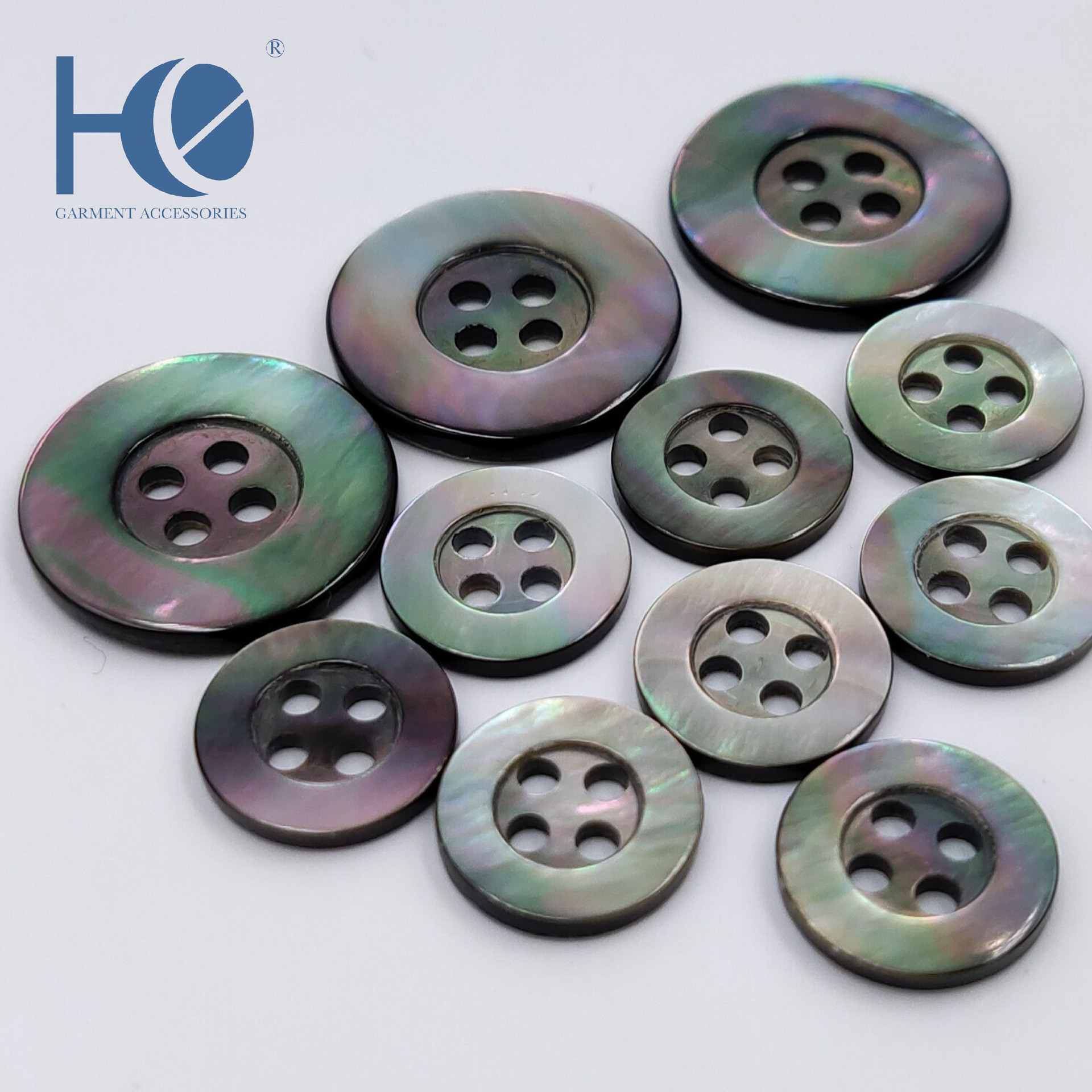 贝壳扣黑蝶贝黑贝四眼小圆边宽边天然环保贝壳纽扣高档衬衫针织衫