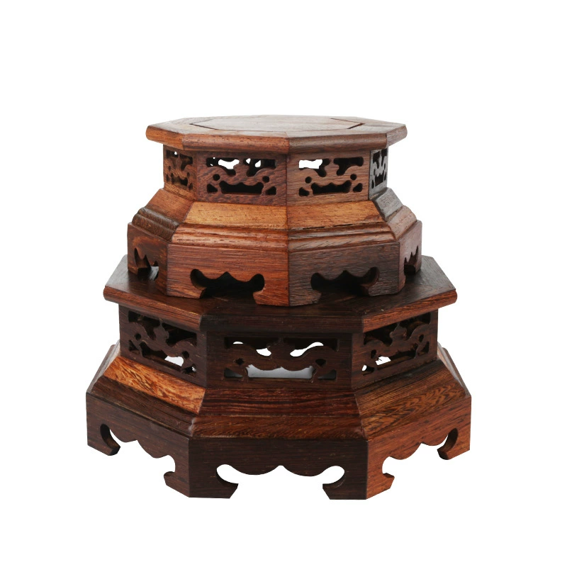 Махагон carved vase base solid wood chicken wenge wood craft solid wood flower pot strange stone ornaments customization