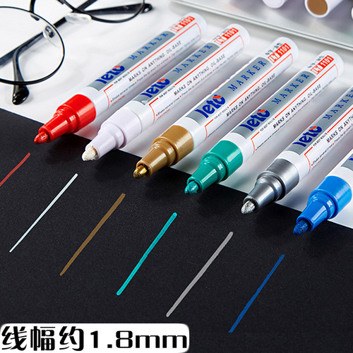 Lotto color oily marker pen English metal white paint pen car tire touch-up pen waterproof and non-fading