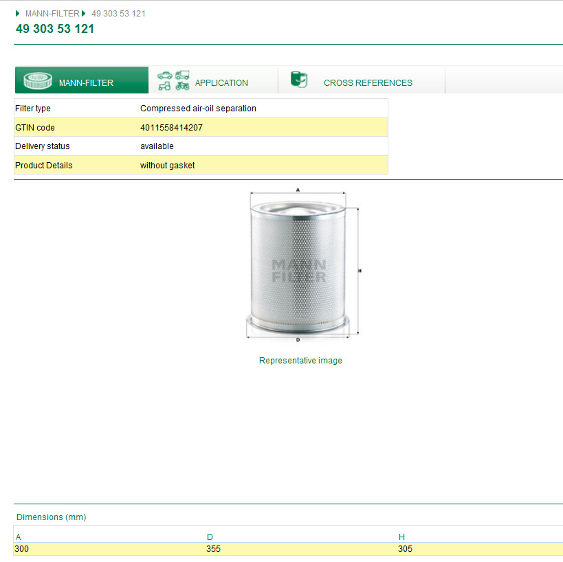 MANN曼牌滤清器4930353121深度型油气分离芯