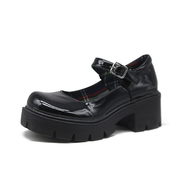 Demi-season universal Mary Jane shoes platform English style heels