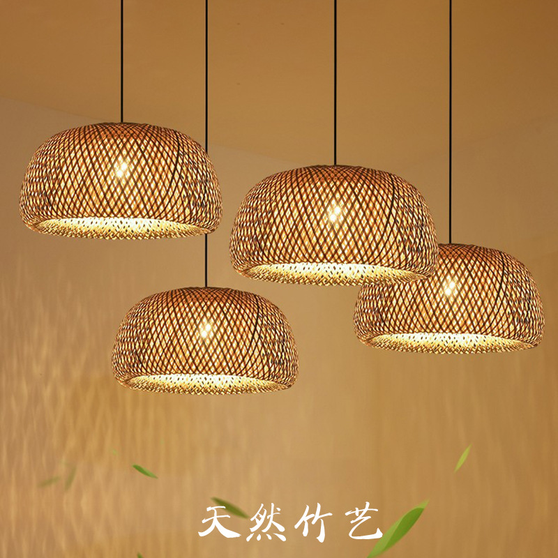 Estilo chino de bambú lámpara hecha a mano pantalla japonés antiguo B & B personalidad creativa restaurante olla caliente restaurante lámpara de Bambú