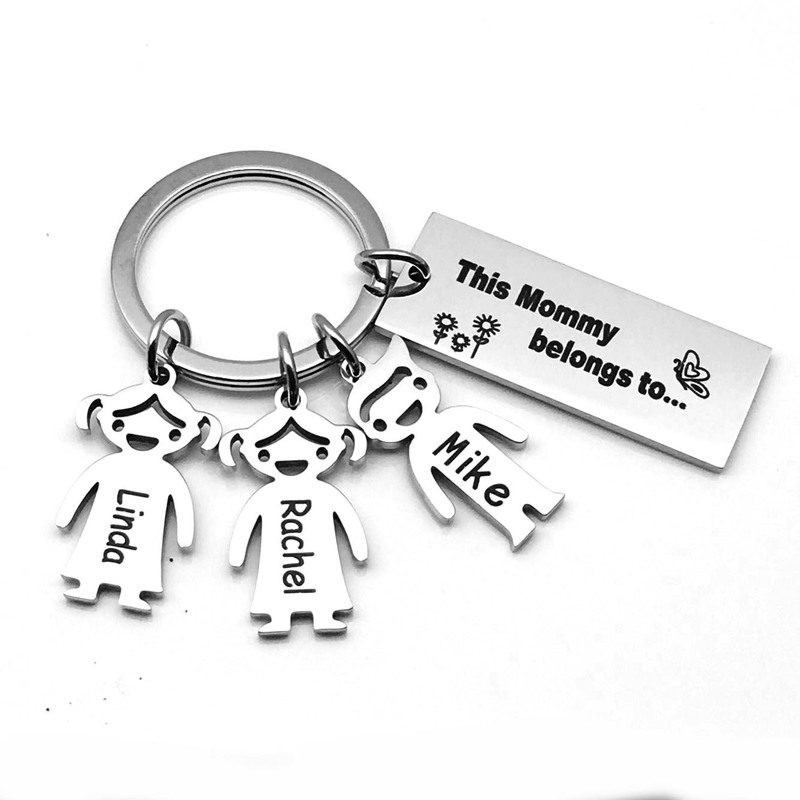 Stainless steel boy girl cartoon doll keychain DIY keychain
