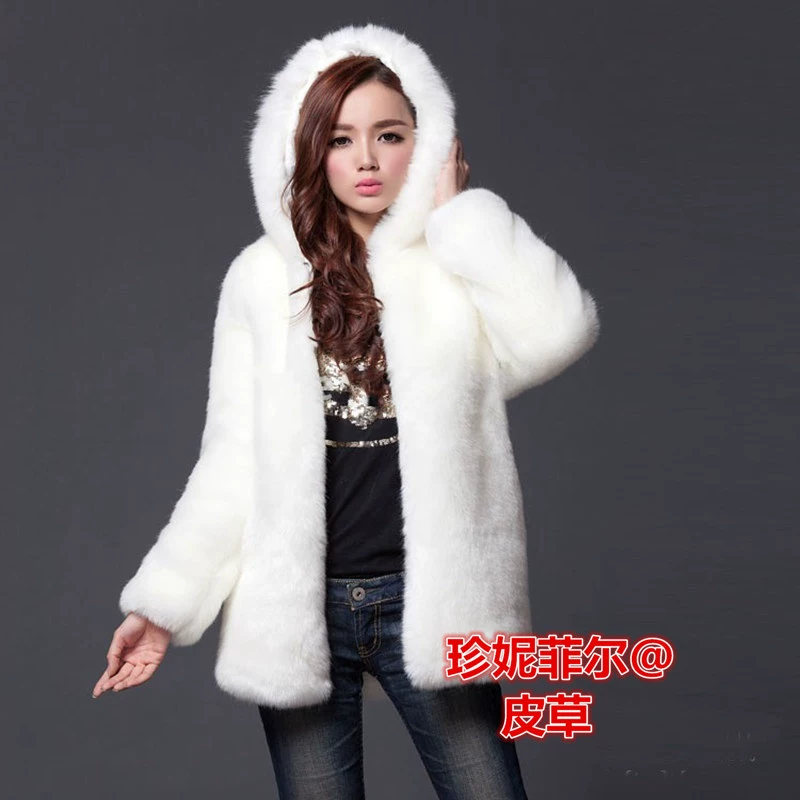Женская повседневная универсальная куртка средней длины из искусственного меха норки с капюшоном для трансграничных поставок Amazon