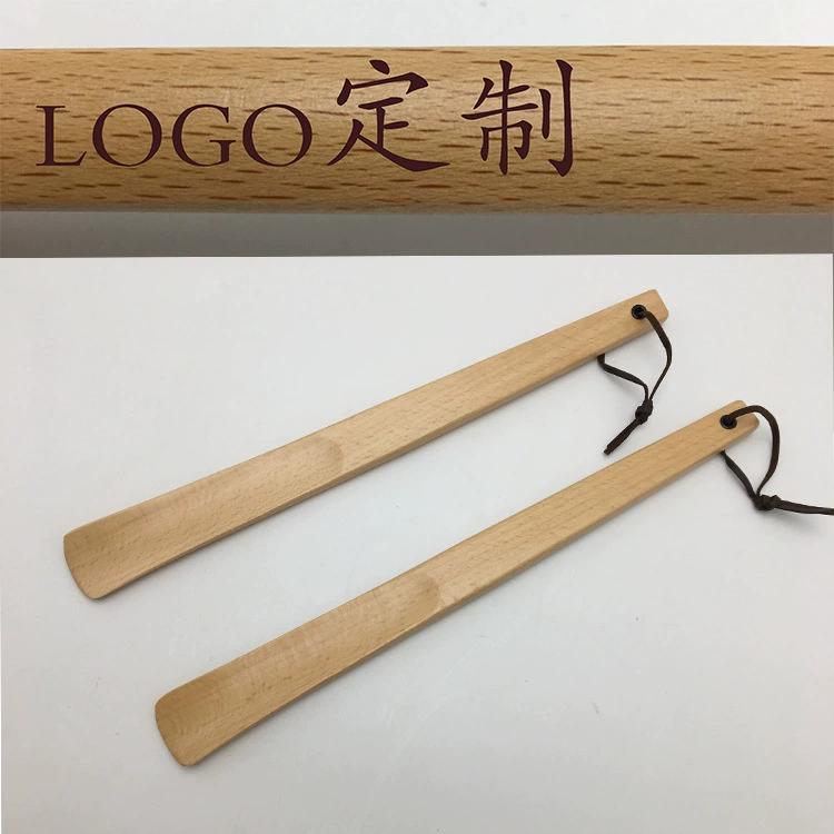 В наличии оптом Съемник обуви отель бук с длинной ручкой ремесла для дома с ремешком из воловьей кожи длинная ручка Съемник обуви насос для обуви