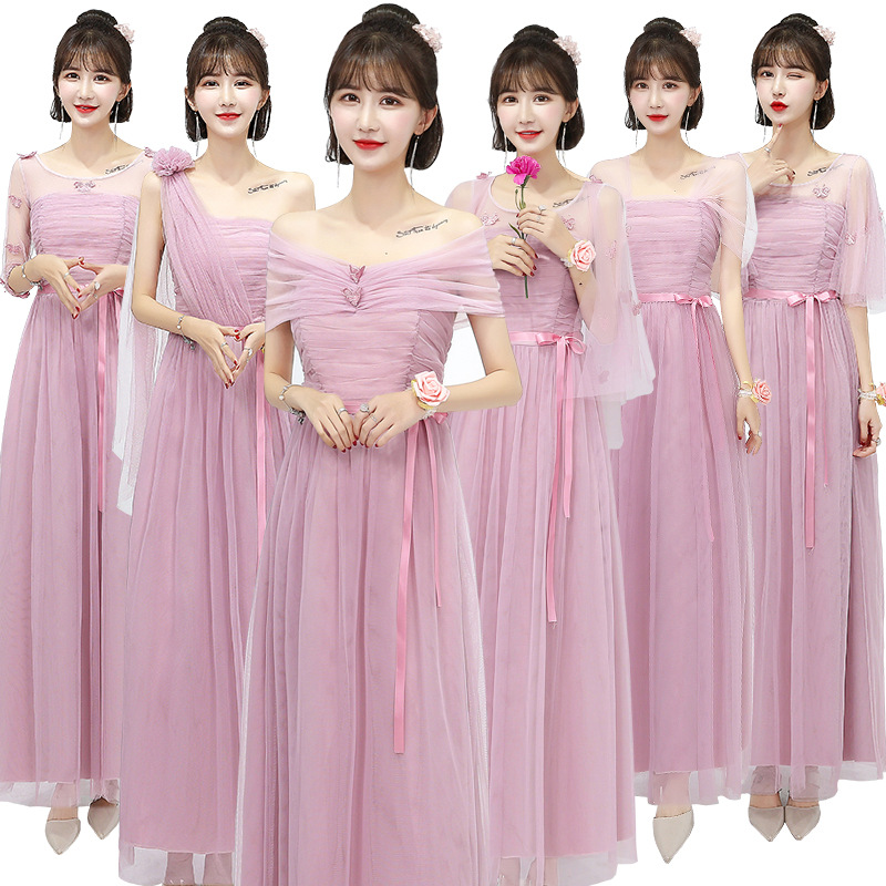 Bridesmaid Dress for Women 2024 New Style Sister Group Fairy-Like Elegant Dress Student Simple Everyday Wear Elegant Spring and Summer Prom