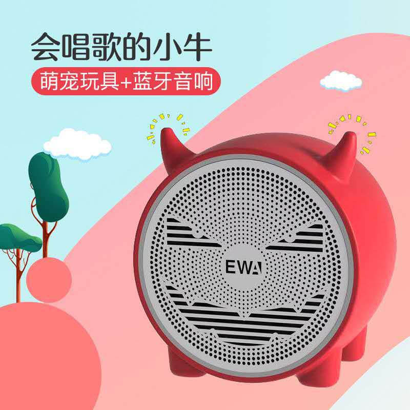 휴대 전화 스피커가있는 EWA 무선 블루투스 소형 스테레오 서브 우퍼 미니 귀여운 휴대용 소형 카드